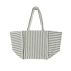 Bolso de Algodón con Rayas Azul Marino