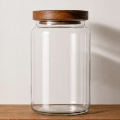 Bote de Borosilicato con Tapa de Acacia Transparente para cocina