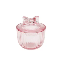 Bote de Vidrio Rosa con Tapa Lazo