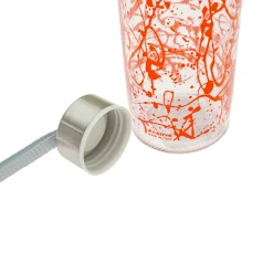Botella vidrio 500cl tapa y lazo naranja
