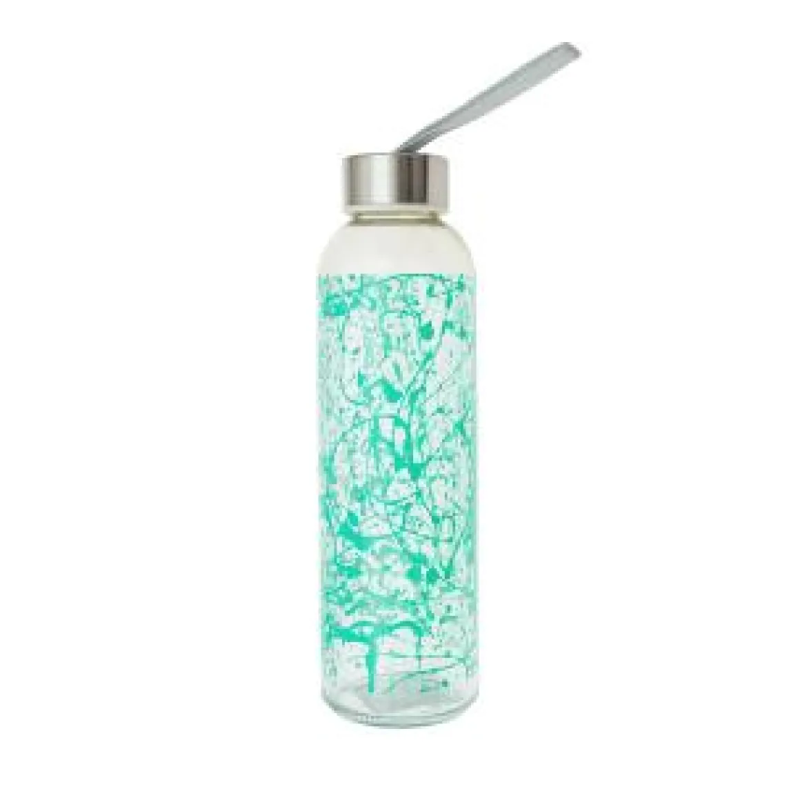Botella vidrio 500cl tapa y lazo turquesa