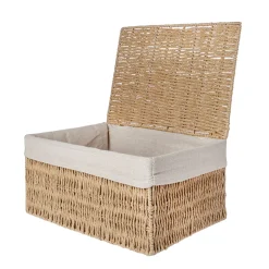 Cesta con tapa y tejido interior