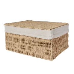 Cesta con tapa y tejido interior