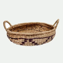 Cesta mimbre cenefa negra con asas
