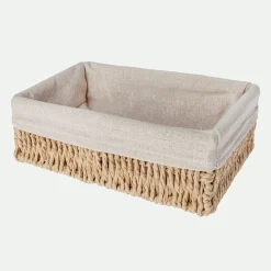 Cesta rectangular con tejido interior