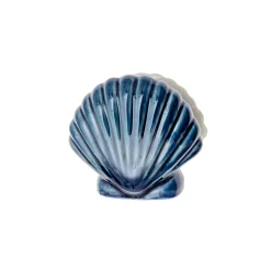 Concha Decorativa de Porcelana Blanco y Azul