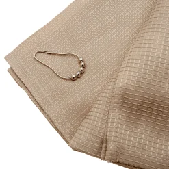 Cortina de Ducha Beige Texturizada con 12 Anillas 180 × 200 cm