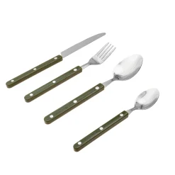 Cubertería de Acero Inoxidable de 16 Piezas con Mango Verde