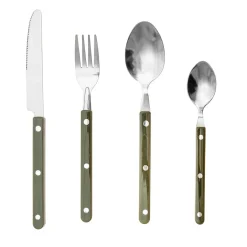 Cubertería de Acero Inoxidable de 16 Piezas con Mango Verde