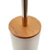 Escobillero de Inodoro Mate de Dolomita y Madera de Acacia 9,5 x 9,5 x 40 cm