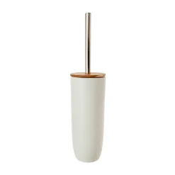 Escobillero de Inodoro Mate de Dolomita y Madera de Acacia 9,5 x 9,5 x 40 cm