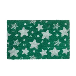 Felpudo fibra coco estrellas verde