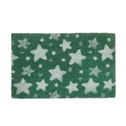 Felpudo fibra coco estrellas verde