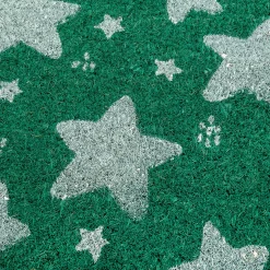 Felpudo fibra coco estrellas verde
