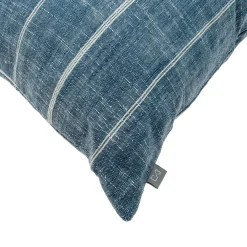 Funda de Cojín Azul con Rayas Blancas 45 x 45 cm