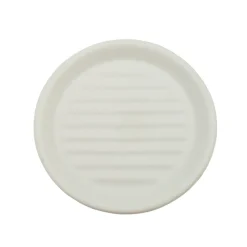 Jabonera Mate Blanca de Dolomita y Madera de Acacia 10,5 x 10,5 x 3 cm