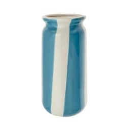 Jarrón Blanco y Azul de Cerámica 12,5 x 25 cm