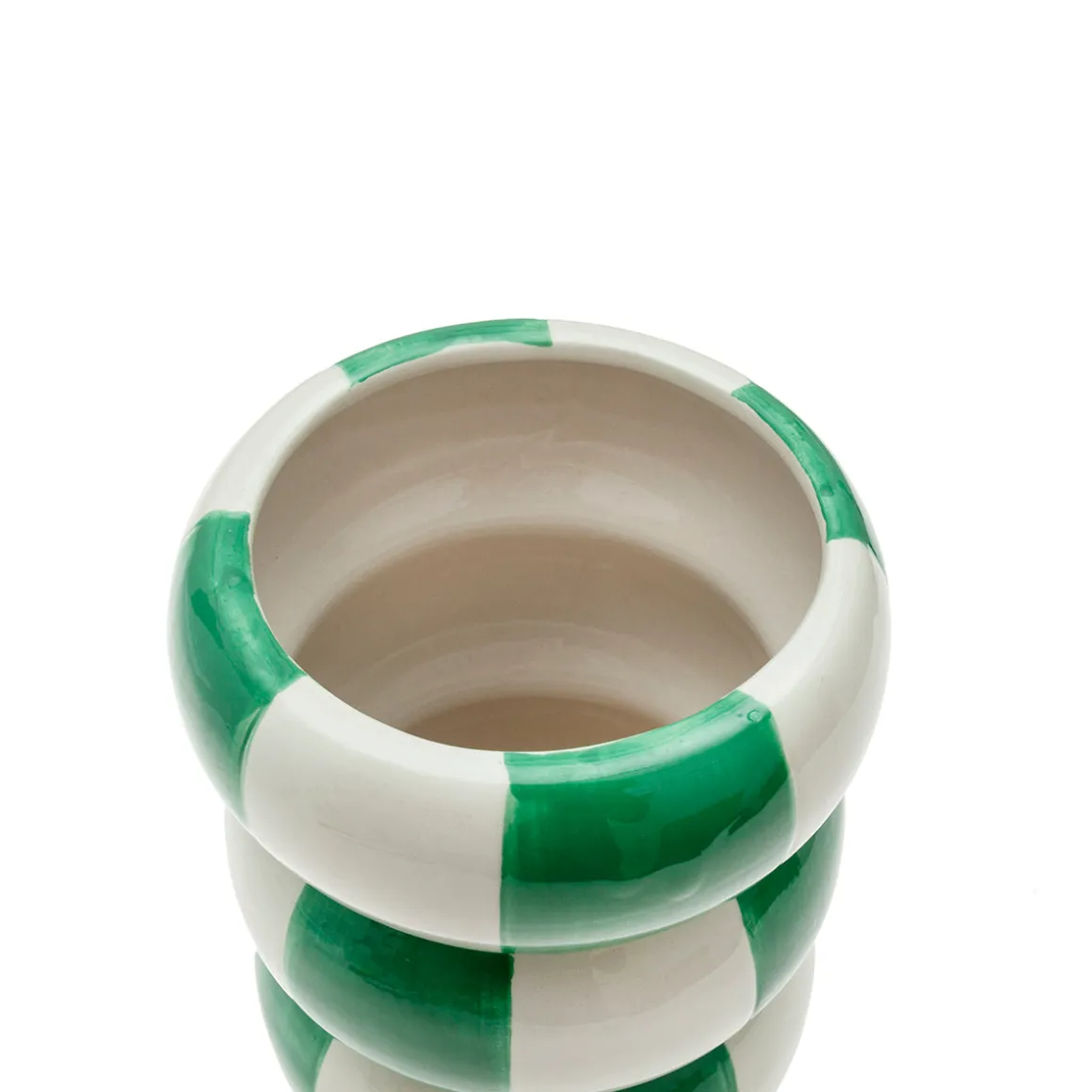 Jarrón de Cerámica Verde Bicolor 12,4 x 12,4 x 15,5 cm