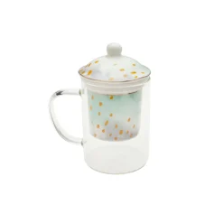 Mug infusiones cristal 12x8x14,5 300ml bloom turquesa