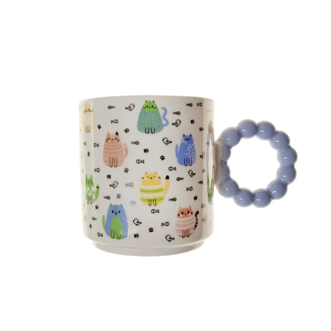 Mug porcelana gato/perro asa azul
