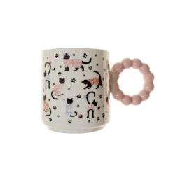 Mug porcelana gato/perro asa rosa