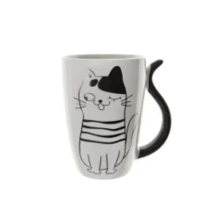 Mug porcelana gato rallas ojos abiertos