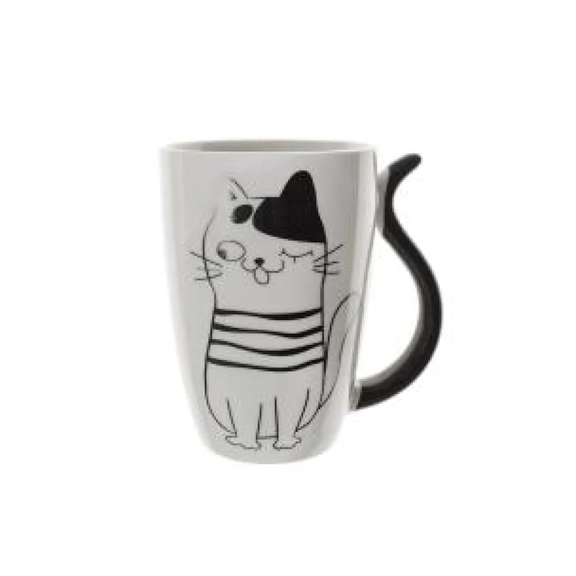 Mug porcelana gato rallas ojos abiertos