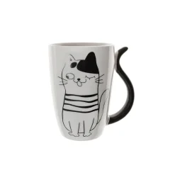 Mug porcelana gato rallas ojos abiertos