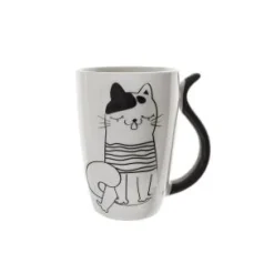 Mug porcelana gato rallas ojos cerrados
