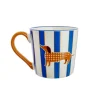 Mug porcelana perro rayas azul