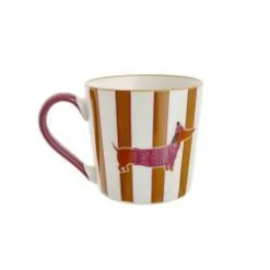 Mug porcelana perro rayas marrón