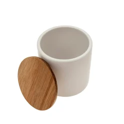 Organizador de Baño Mate de Dolomita y Madera de Acacia 10 x 10 x 9,5 c