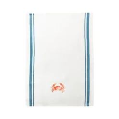 Pack de 2 Paños de Cocina Azul con Bordado Cangrejo 40 x 60 cm