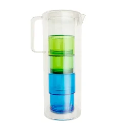 Pack Jarra con 4 Vasos de Acrílico Multicolor