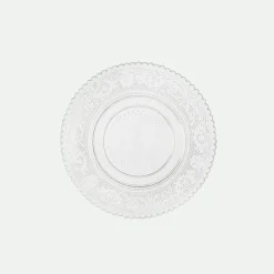 Plato postre cristal relieve