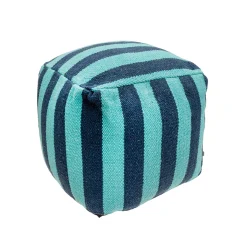 Puff a rayas azul 40 × 40 × 35 cm