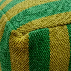 Puff a rayas verde 40 × 40 × 35 cm