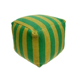 Puff a rayas verde 40 × 40 × 35 cm