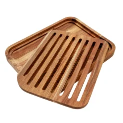 Tabla de Cortar con Bandeja de Madera Natural 26 × 20 cm