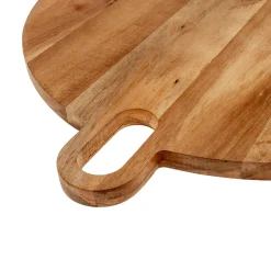 Tabla para Servir Redonda de Madera de Acacia Natural 42,7 cm