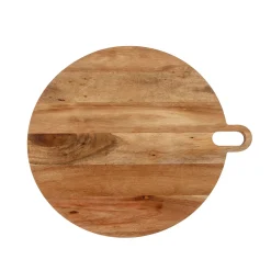 Tabla para Servir Redonda de Madera de Acacia Natural 42,7 cm
