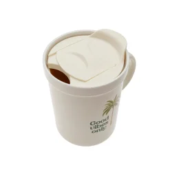 Taza de Cerámica con Tapa "Good Vibes Only"