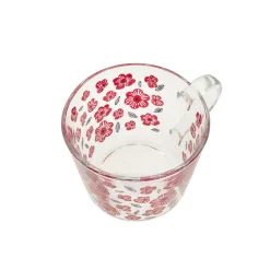 Taza de Cristal a Cuadros con Flores 420 ml