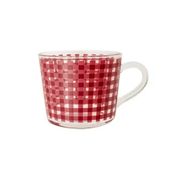 Taza de Cristal a Cuadros Rosa 420 ml