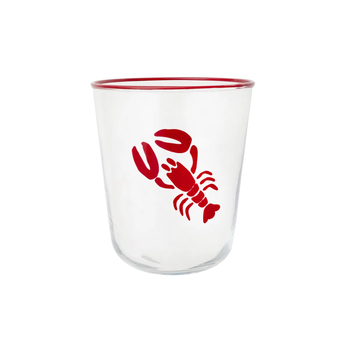 Vaso de Cristal Decorado con Langosta roja