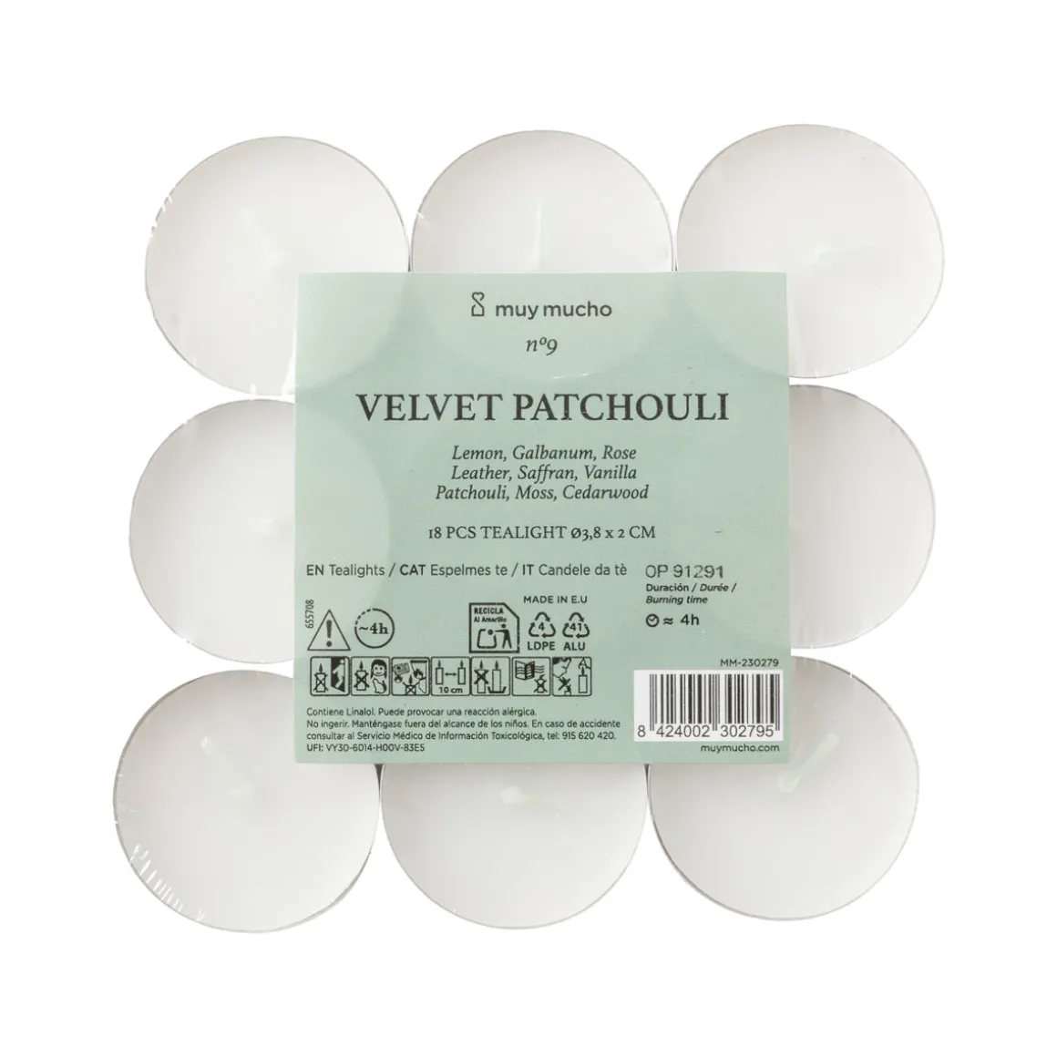 Vela de Té Patchouli Verde Pack 18 Unidades