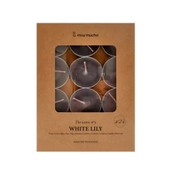 Velas de Té Perfumadas White Lily Pack de 24 Unidades