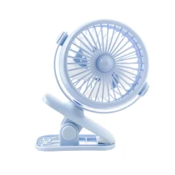 Ventilador Portátil Recargable Azul con Pinza y Cable USB Tipo C